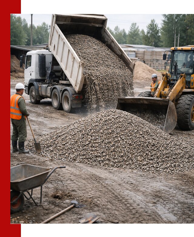 Мытый гравий с доставкой в Истре от карьера до участка