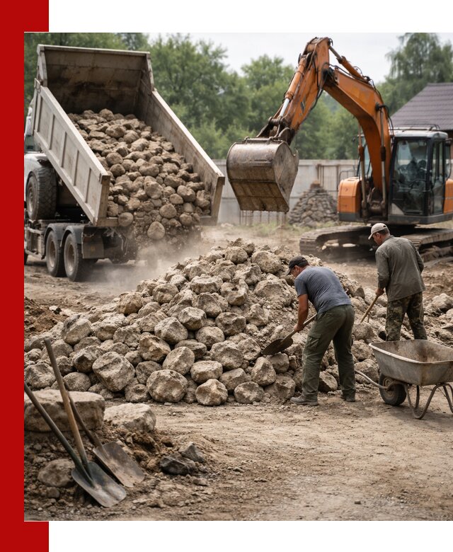 Доставка и разгрузка бутового камня в Истре