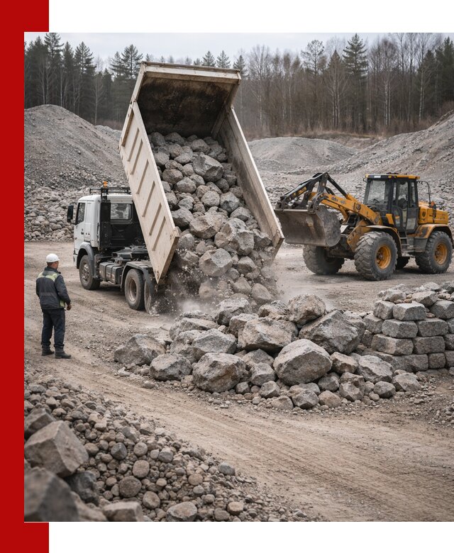 Доставка и продажа бутового гранитного камня в Истре