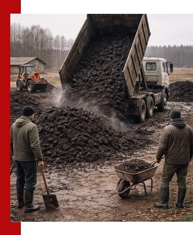 Доставка низинного торфа с разгрузкой и доставкой в Истре