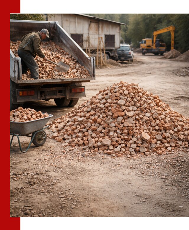 Доставка и подушка из боя кирпича с разгрузкой в Истре