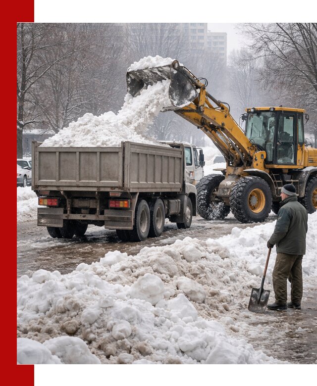 Вывоз снега грузовой техникой в Истре оперативно и чисто